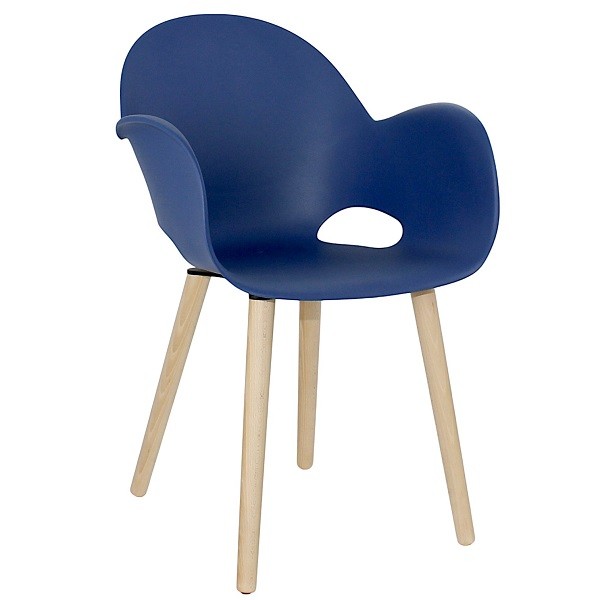 Schalenstuhl, Designerstuhl, Designersessel, stapelbarer Stuhl, Carmen Wood blau