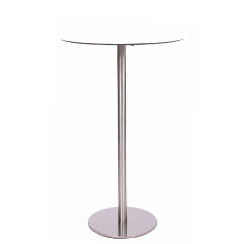 Stehtisch MARIANO mit einer HPL-Kompakt-Tischplatte 10 mm, Ø 59 cm weiß (TPHPL10-D59-we)