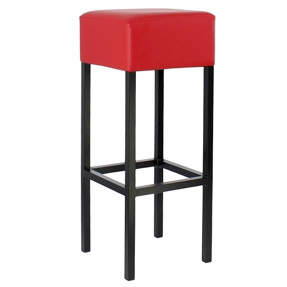 Barhocker MANDO, Gestell schwarz, Sitz Kunstleder rot 