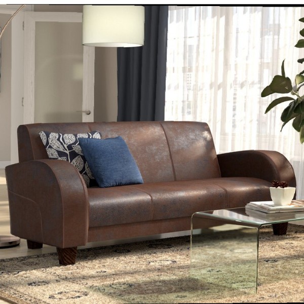 Loungemoebel Gastronomie | 3-Sitzer Couch CORBY Microvelour in Wildlederoptik dunkelbraun