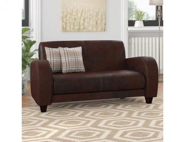 2-Sitzer-Couch CORBY in Bezugsstoff Microvelours in Wildlederoptik dunkelbraun