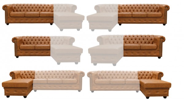 CHESTERFIELD Sofa Ecksofa Eckcouch mit Recamiere Wohnlandschaft 