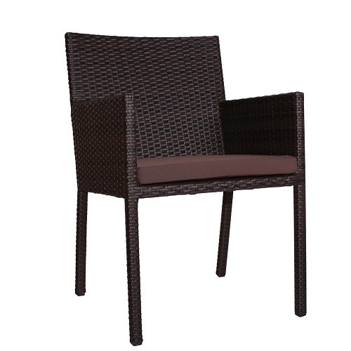 Outdoor Sessel | Outdoor Stuhl mit Armlehnen LORENZO incl. Kissen in dunkelbraun