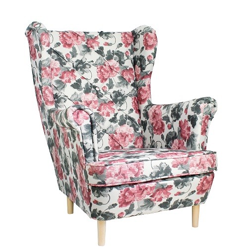 Ohrensessel COMO mit Blumenstoff Florens 06