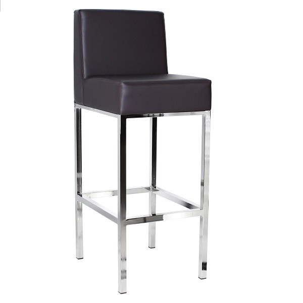 Polsterbarhocker mit Rückenlehne MANDO RL, Bezug: Kunstleder dunkelbraun 