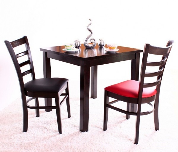 Holztisch Restauranttisch NORA 80 x 80 mit Holzstühle OXFORD 