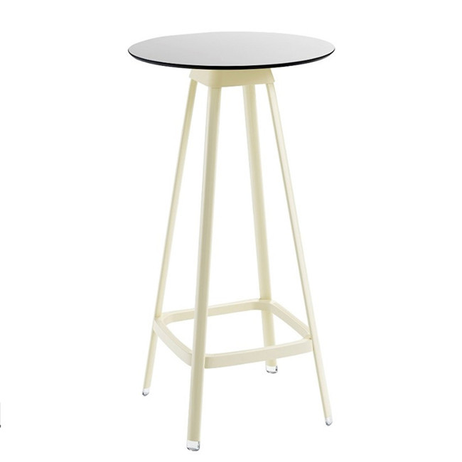 Gestell perlweiß | Tischplatte HPL weiß Ø 69 cm