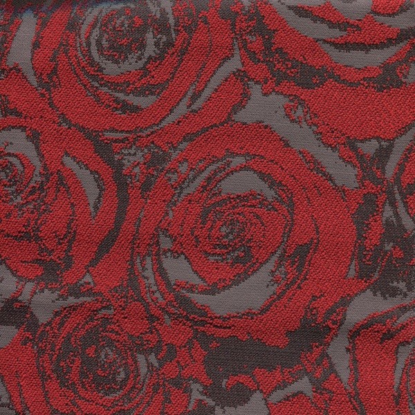 Möbelstoff mit Blumenmuster | Rosenmotiv ARN441 rot-grau