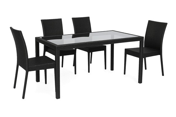 Outdoor-Sitzgruppe ALORA 128 und NELSON 4 Stühle schwarz