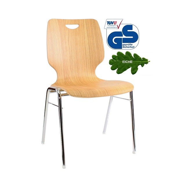 stapelbarer Konferenzstuhl COMBISIT A20GE Eiche mit Griffloch