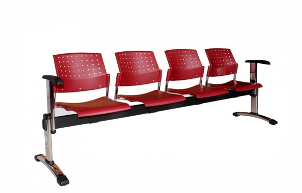 Traversenbank Wartebank SIMO 4-Sitzer, Farbe bordeaux