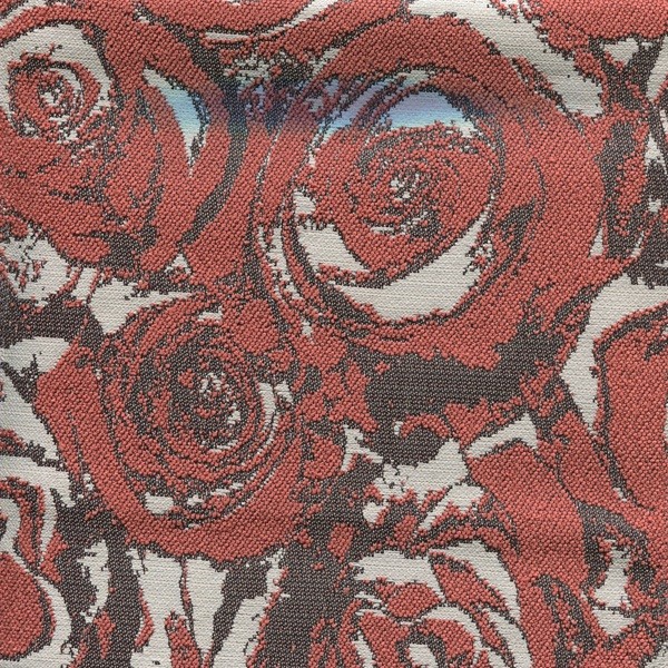 Stoff mit Rosenmotiven ARN445 SafeTex rotorange-beige