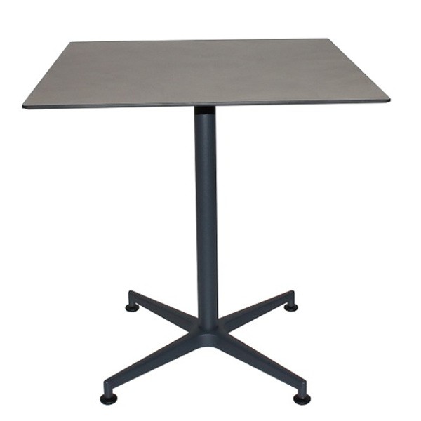Aluminium Tisch VISION Gestell schwarz mit einer HPL-Kompakt-Tischplatte - Betonoptik grau (Cement), 69 x 69 cm