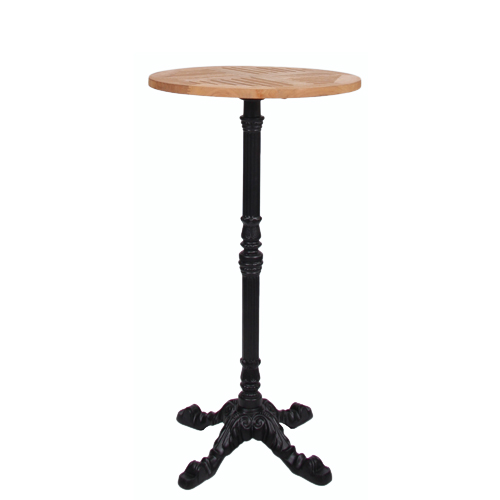 Stehtisch LEON 4 mit einer Teakholz-Tischplatte 25 mm. Ø 60 cm (TPTH-D60)