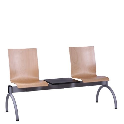 2-er Wartebank mit Metallgestell | Traversenbank | robuste Bank aus Metall | Sitzbank mit Ablagetisch | 2 Sitzer Wartebank mit Tisch
