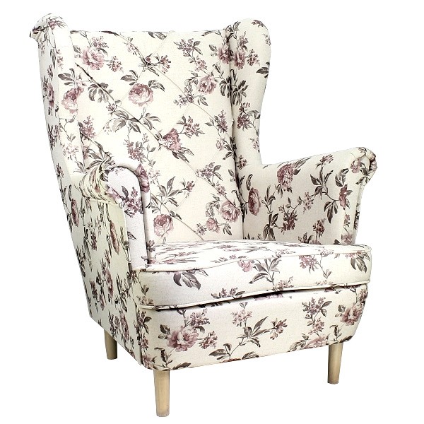Ohrensessel COMO mit Blumenstoff Rose 17