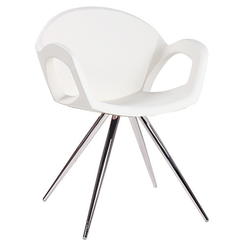 Designer-Sessel | Armlehnstuhl | moderner Sessel mit weißer Kunststoff Sitzschale für Cafes und Eisdielen
