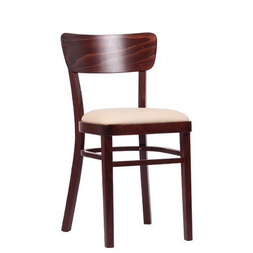 Holzstuhl NICO P in nussbaum dunkel - Kunstleder beige