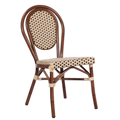 Outdoor Terrassenstuhl BAMBU -mit Geflecht in beige-braun