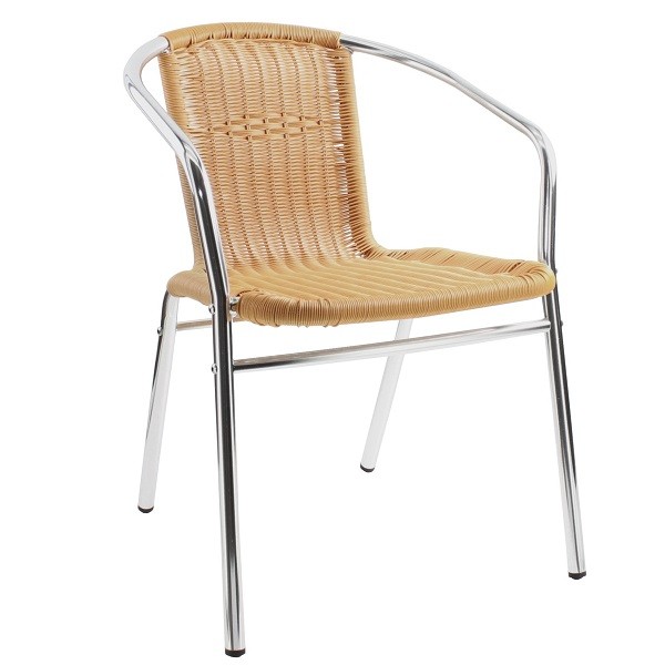 Outdoor Bistrostuhl KIR aus eloxiertem Aluminium mit Geflecht aus Neoprofil in Farbe natur 