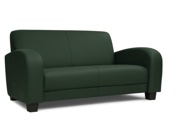 2-Sitzer-Couch CORBY Kunstleder dunkelgrün zum Sonderpreis