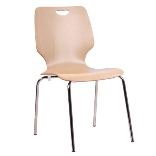 ergonomischer Konferenzstuhl | Stapelstuhl | Holzschalenstuhl mit Griffloch
