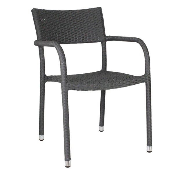 Rattanstuhl LONA mit Armlehnen in grau-anthrazit