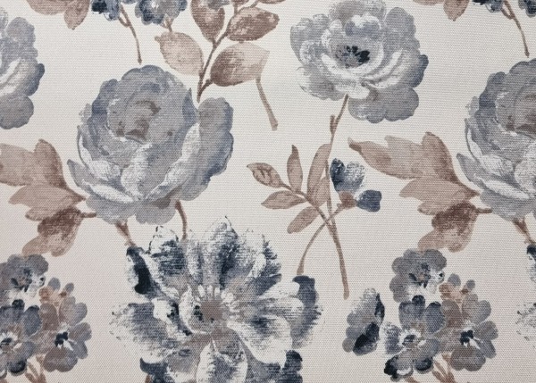 Möbelstoff mit Blumen Muster zum Polstern - FLORA0426 beige-braun