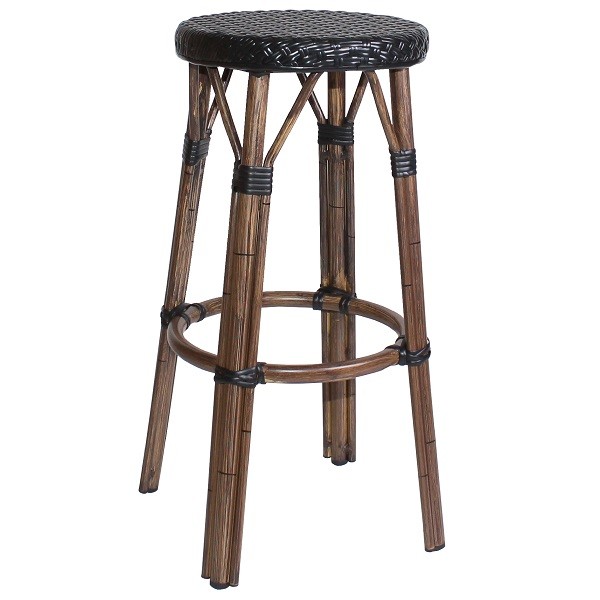 Outdoor Barhocker BAMBU mit schwarzem Sitz 