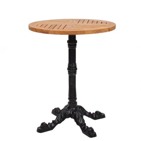 Tisch LEON mit einer Teakholz Tischplatte 25 mm, Ø 60 cm (TPTH-D60)