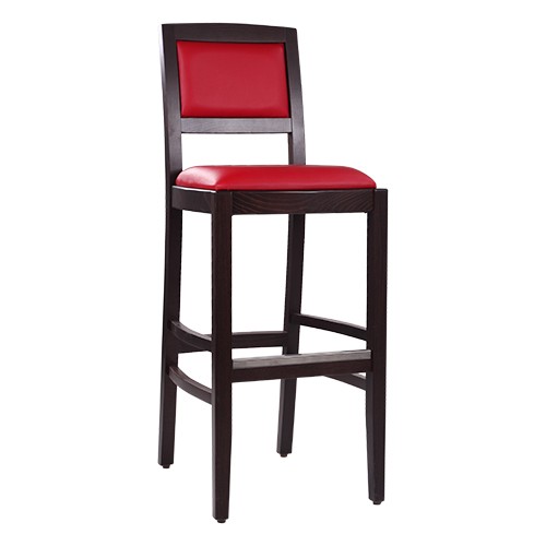 Barhocker Holz HEROLD in nussbaum dunkel Kunstleder KB 62 rubinrot