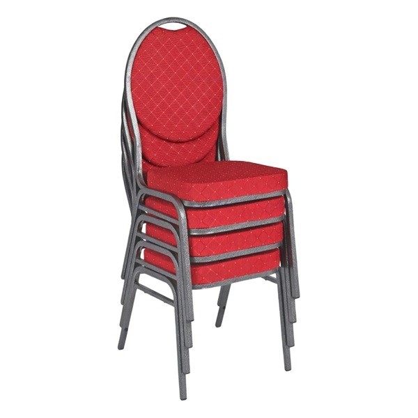 Stapelstühle Bankettstühle LASSE, Bezug rot mir goldenen Punkten 