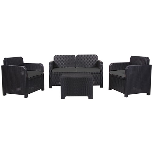 Lounge Sitzgruppe Aussenbereich Outdoor Kunststoff Flechtoptik anthrazit 