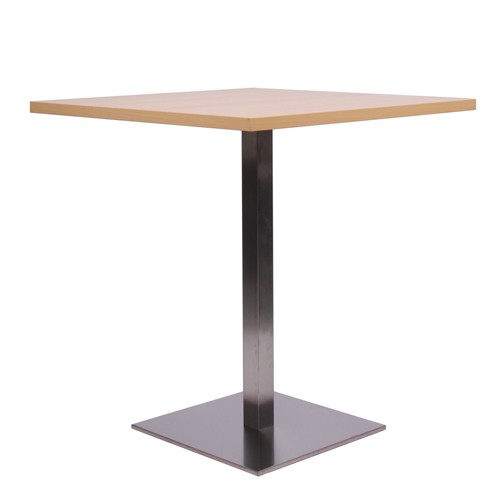 Tisch MANILA Edelstahl mit Melamin-Tischplatte 25 mm stark, 70 x 70 cm Buche natur
