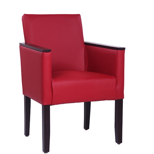 Polstersessel Hotelsessel Esszimmer Sessel, ESTE Holzfarbe nussbaum dunkel, Kunstleder KB62 karminrot