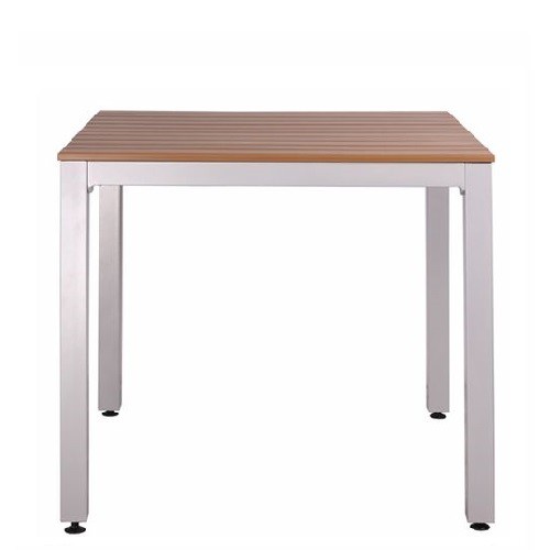 Outdoor Tisch LUNO 88 aus Aluminium mit Kunststoff-Leisten in Teakholzoptik