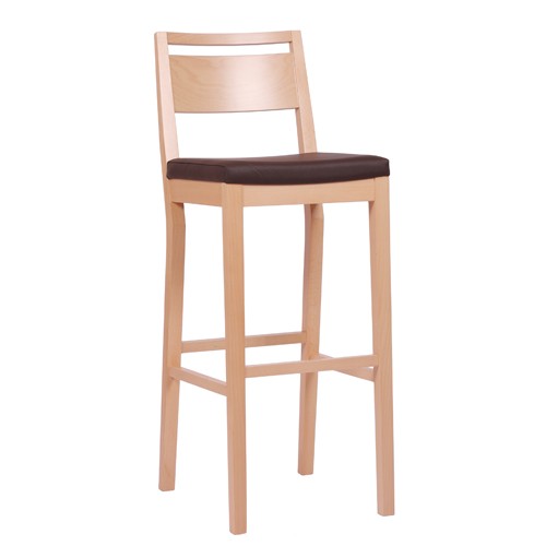 Holz Barhocker mit Lehne LUCAS P in Buche natur - KB05 schokobraun