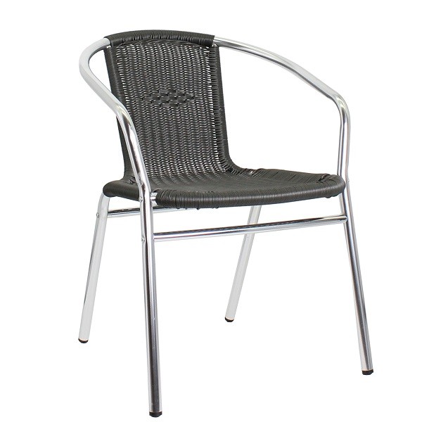 Outdoor-Stuhl aus Aluminium mit Geflecht in anthrazit
