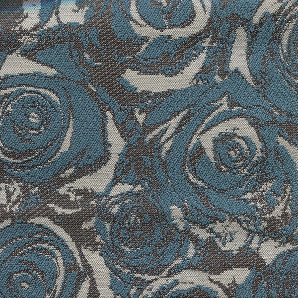 Möbelstoff mit Blumenmuster | Rosenmotiv ARN433 türkis-anthrazit 