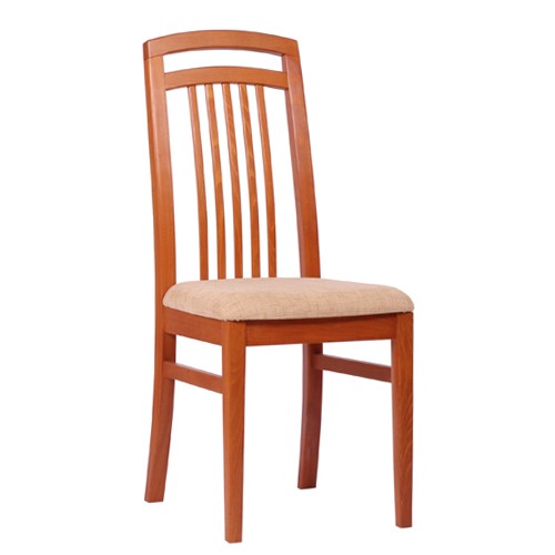 Holzstuhl ANTON in Buche dunkel, Uni-Stoff beige