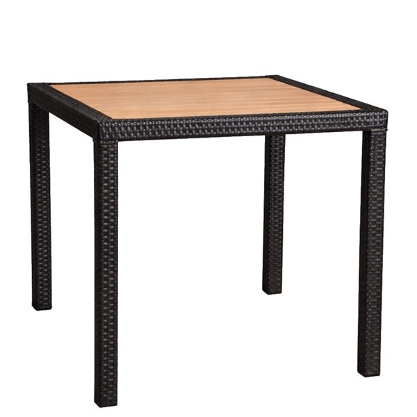 Terrassentisch ALORA 88 PW, Tischplatte aus Polywood Latten, Gestell schwarz